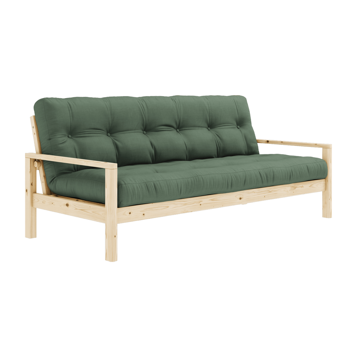 Canapé-lit en bois clair et tissu olive verte Knob - Karup Design - The Cool Republic