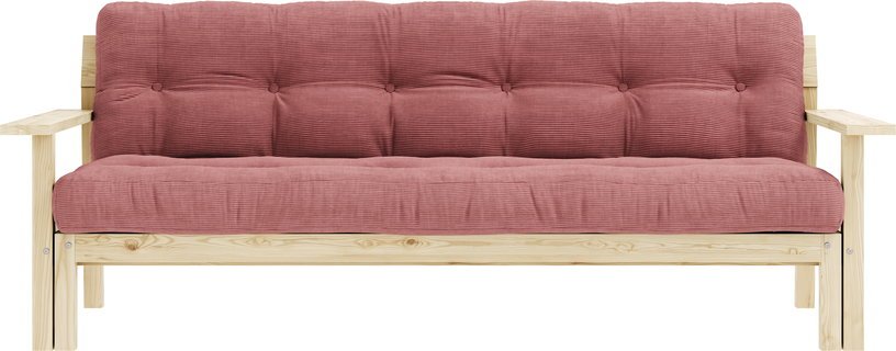 Canapé-lit en bois clair et tissu rose sorbet Unwind - Karup Design - The Cool Republic