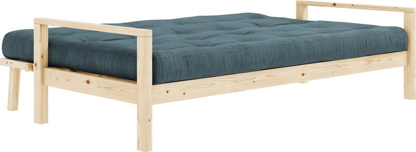 Canapé-lit en bois clair et velours côtelé bleu pale Knob - Karup Design - The Cool Republic