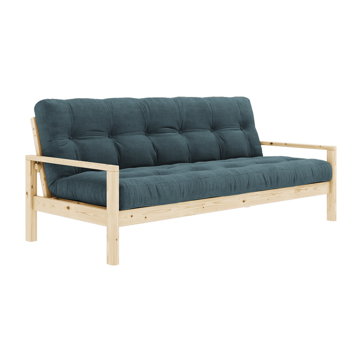 Canapé-lit en bois clair et velours côtelé bleu pale Knob - Karup Design - The Cool Republic