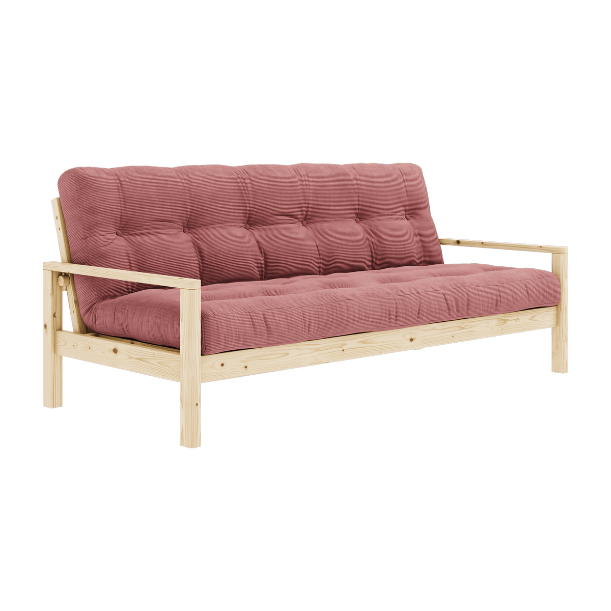 Canapé-lit en bois clair et velours côtelé rose sorbet Knob - Karup Design - The Cool Republic