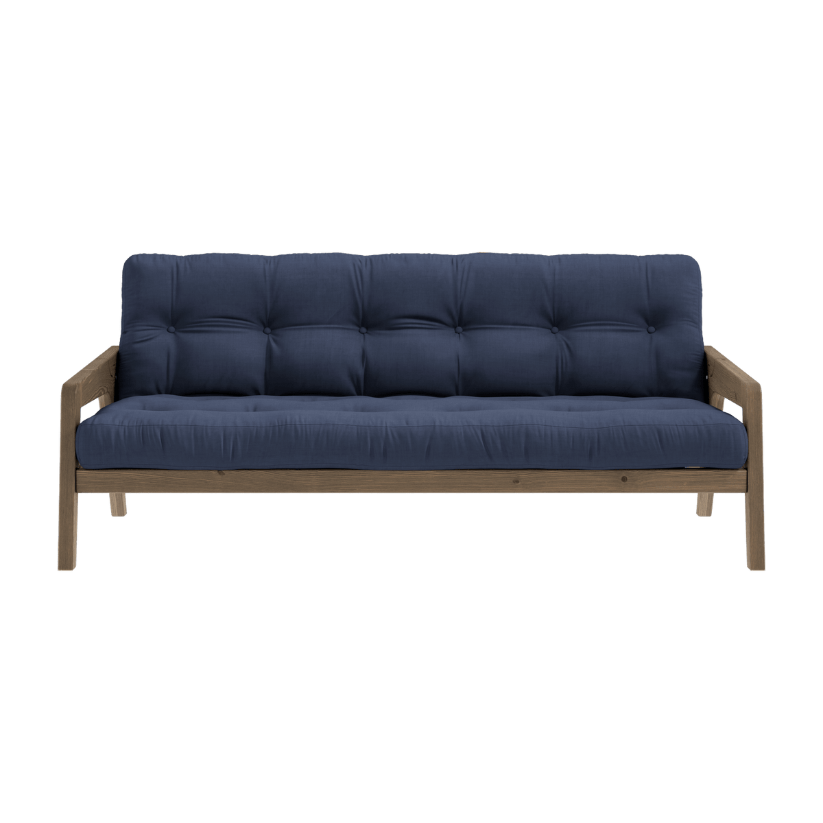 Canapé-lit en bois de pin laqué marron foncé et tissu bleu marine 204 x 130 cm Grab - Karup Design - The Cool Republic