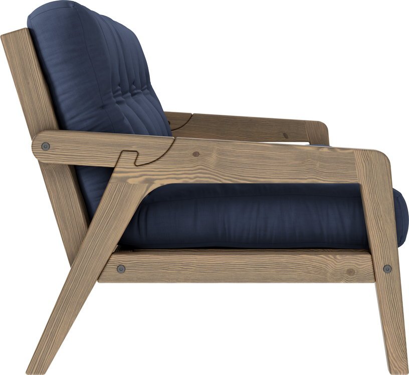 Canapé - lit en bois de pin laqué marron foncé et tissu bleu marine 204 x 130 cm Grab - Karup Design - The Cool Republic