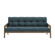 Canapé-lit en bois de pin laqué marron foncé et tissu bleu pétrole 204 x 130 cm Grab - Karup Design - The Cool Republic