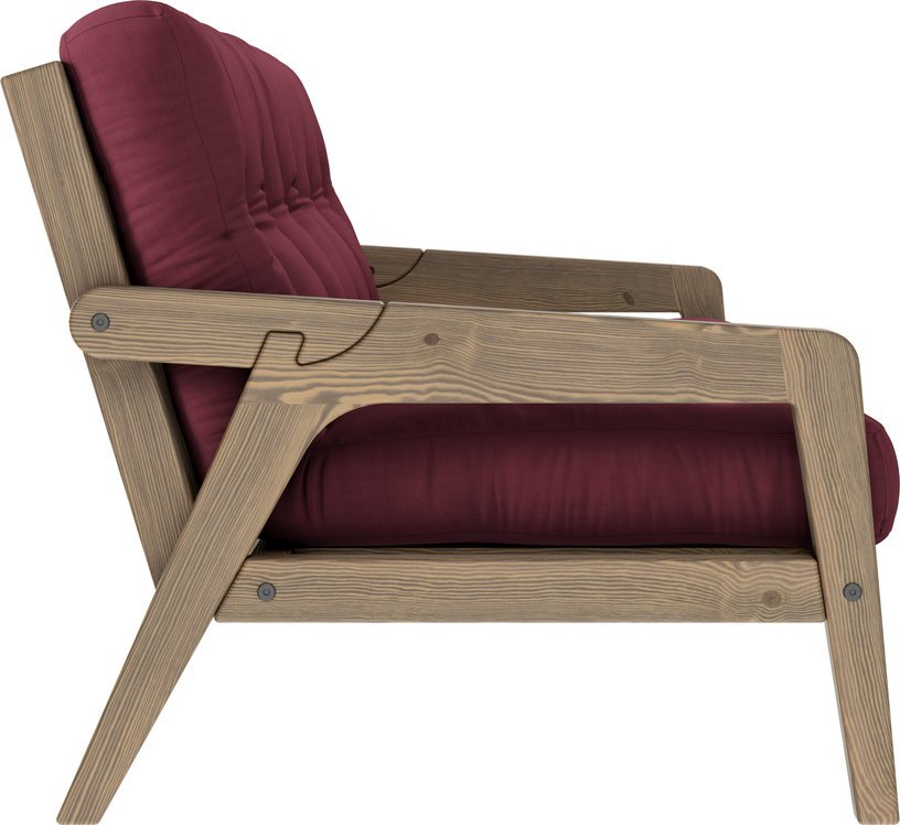 Canapé - lit en bois de pin laqué marron foncé et tissu bordeaux 204 x 130 cm Grab - Karup Design - The Cool Republic