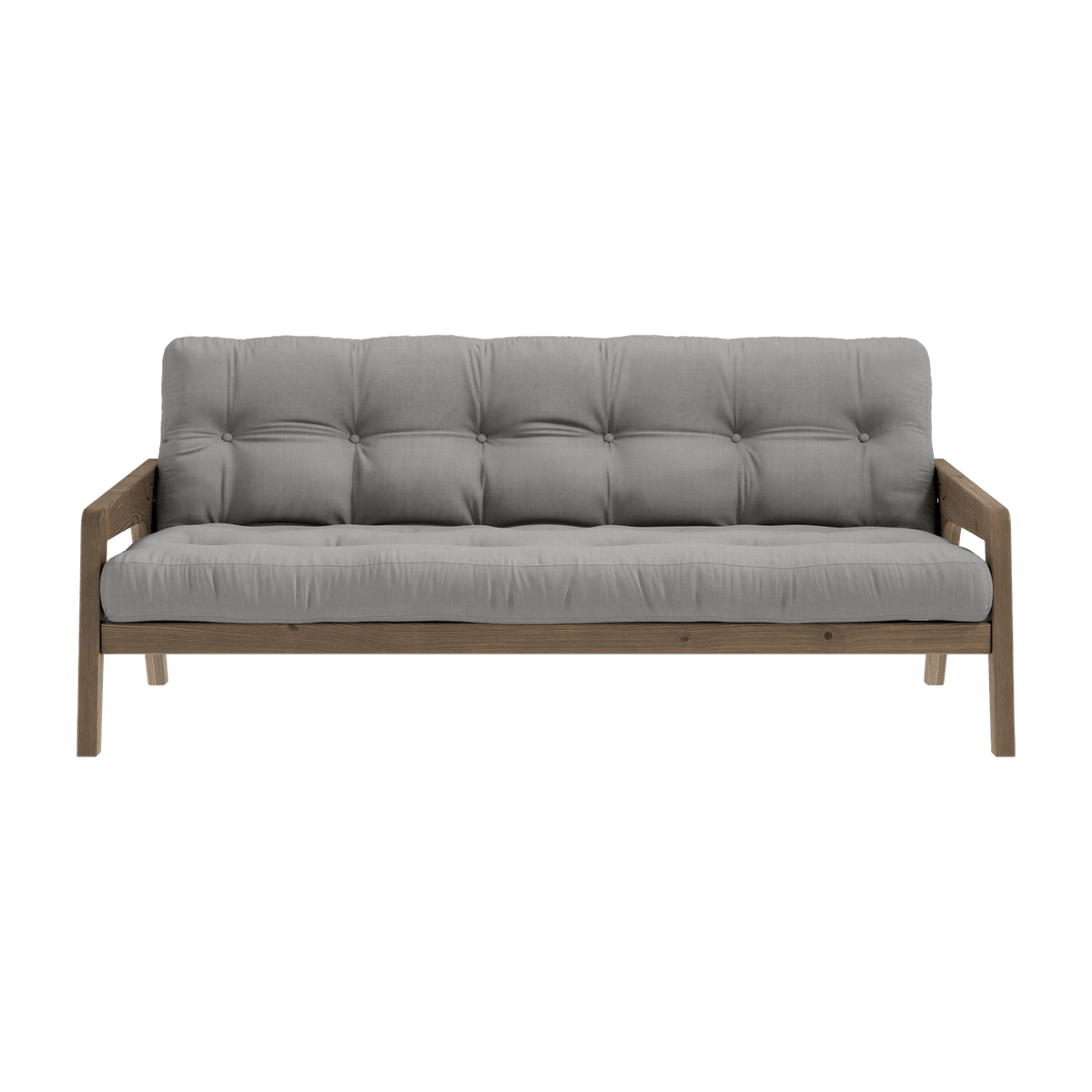 Canapé-lit en bois de pin laqué marron foncé et tissu gris 204 x 130 cm Grab - Karup Design - The Cool Republic