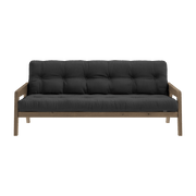 Canapé-lit en bois de pin laqué marron foncé et tissu gris foncé 204 x 130 cm Grab - Karup Design - The Cool Republic