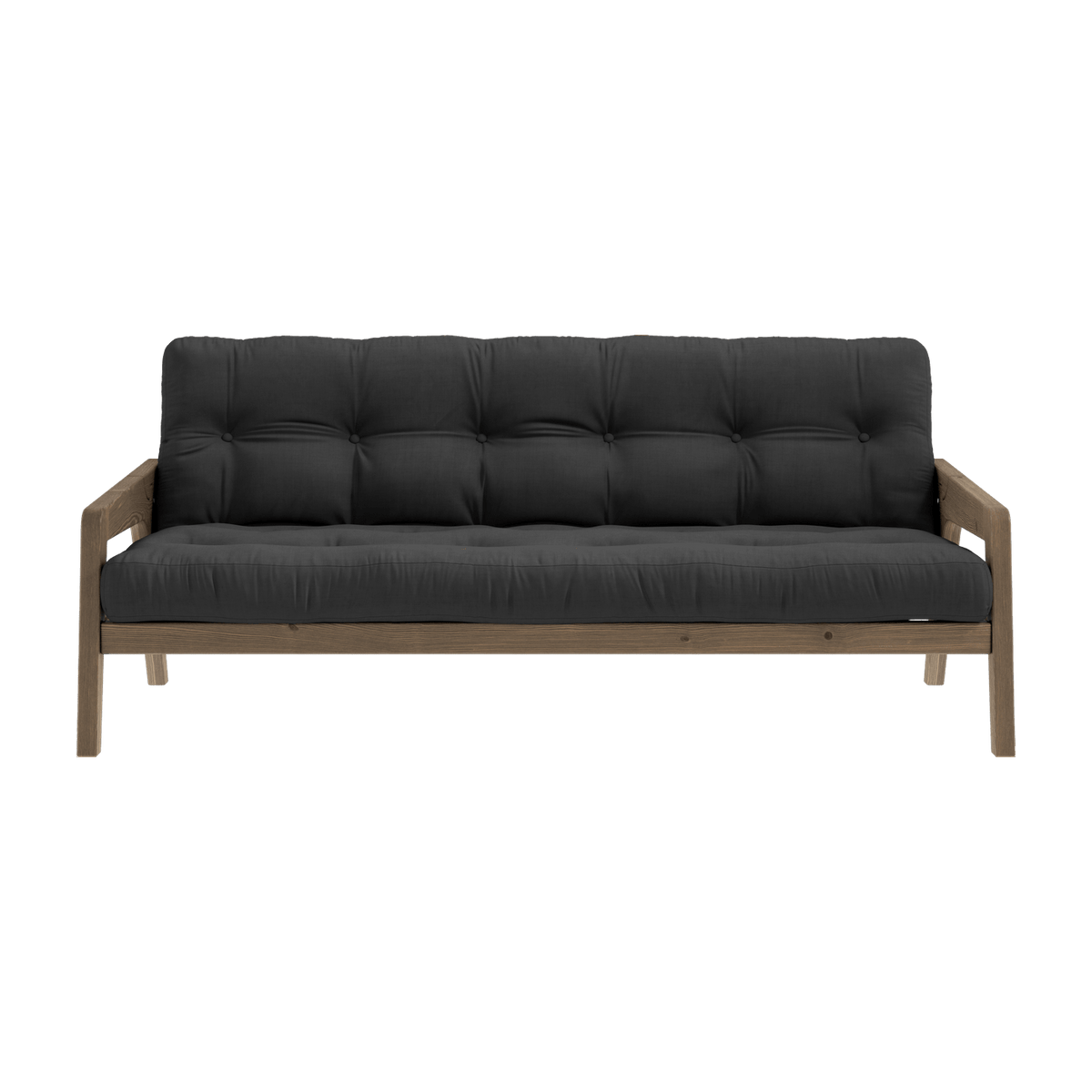 Canapé-lit en bois de pin laqué marron foncé et tissu gris foncé 204 x 130 cm Grab - Karup Design - The Cool Republic