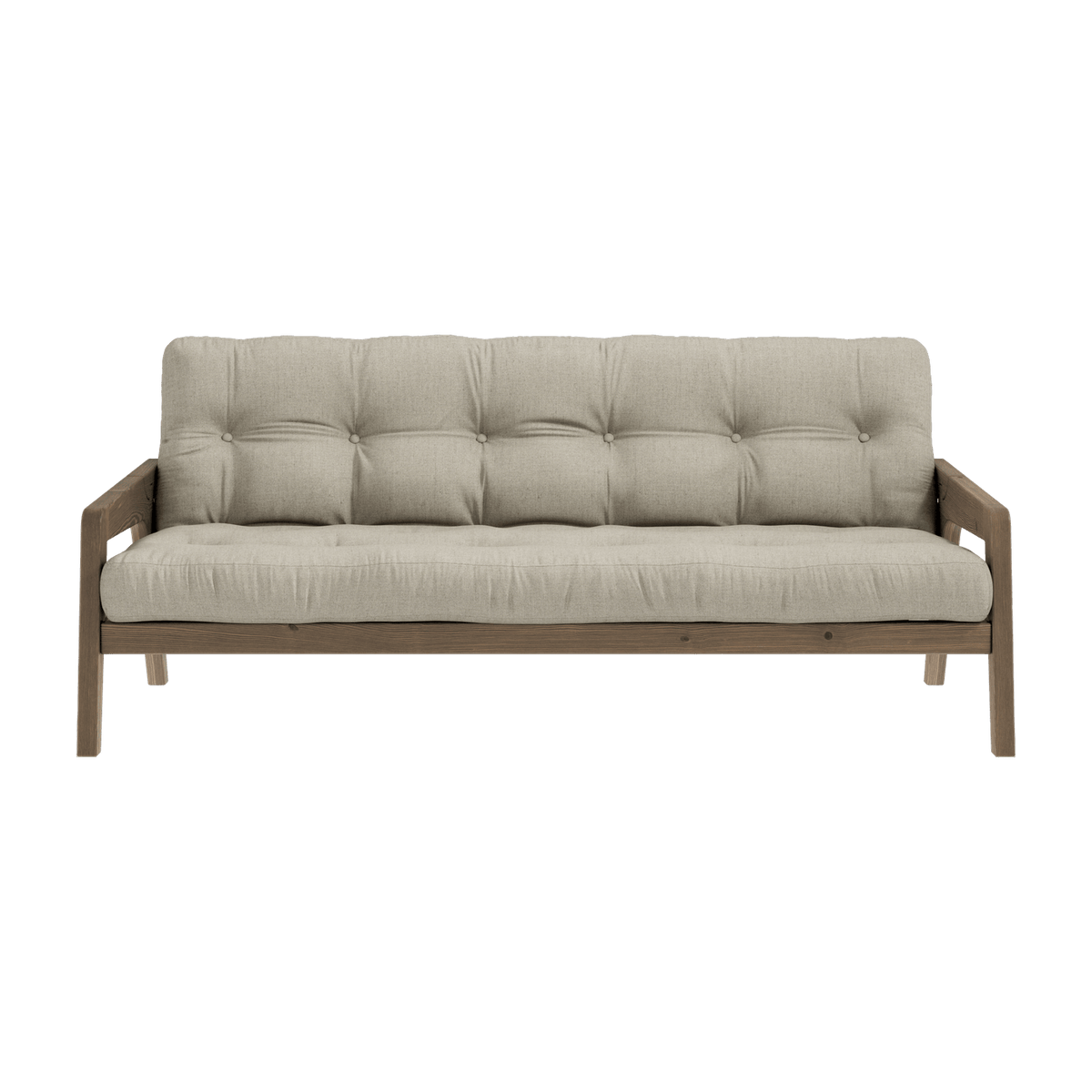 Canapé-lit en bois de pin laqué marron foncé et tissu lin 204 x 130 cm Grab - Karup Design - The Cool Republic