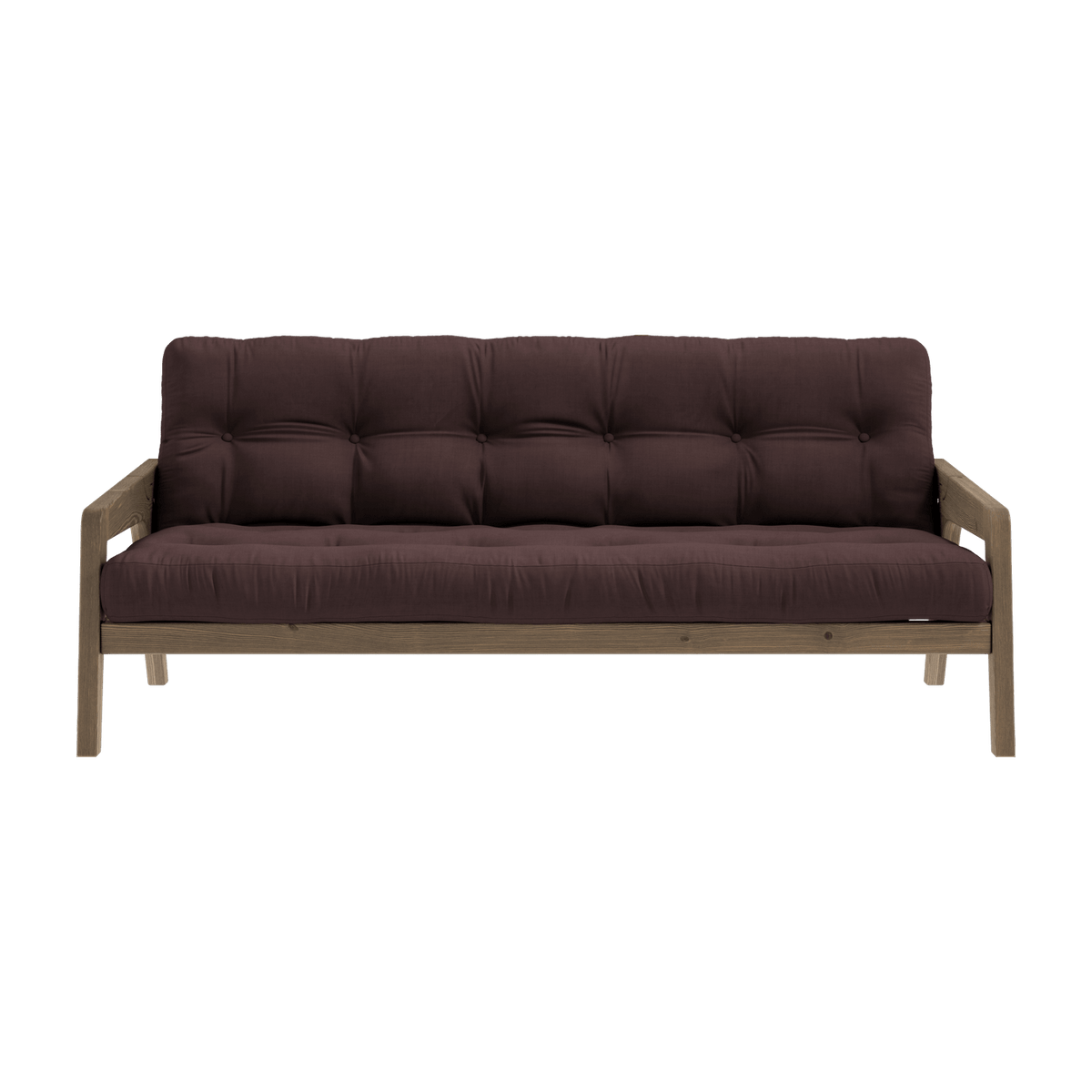 Canapé-lit en bois de pin laqué marron foncé et tissu marron 204 x 130 cm Grab - Karup Design - The Cool Republic
