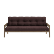 Canapé-lit en bois de pin laqué marron foncé et tissu marron 204 x 130 cm Grab - Karup Design - The Cool Republic