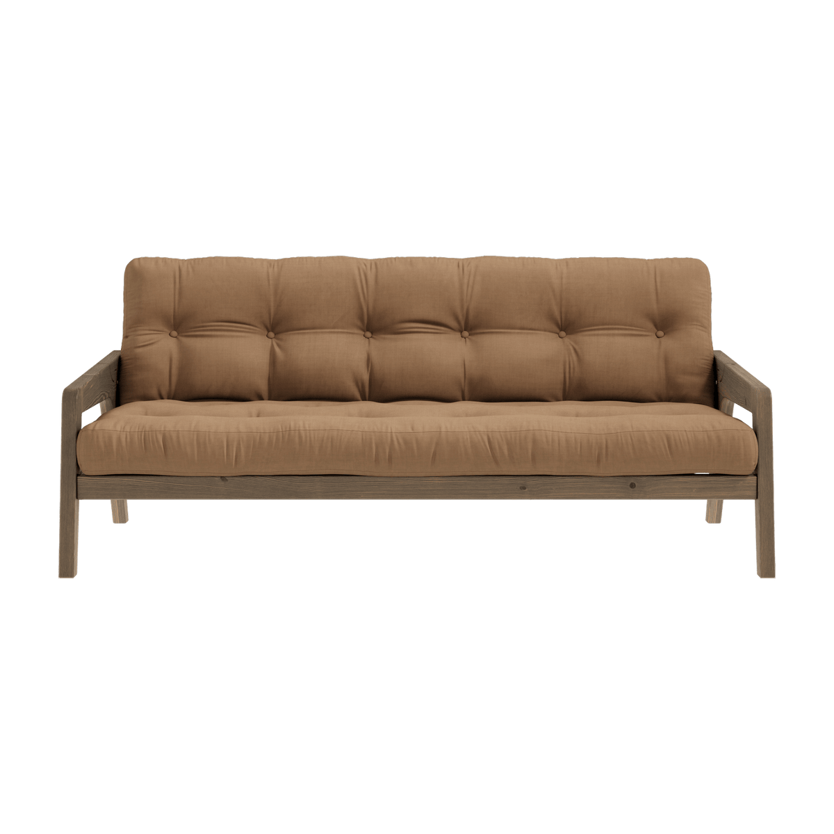 Canapé-lit en bois de pin laqué marron foncé et tissu marron moka 204 x 130 cm Grab - Karup Design - The Cool Republic