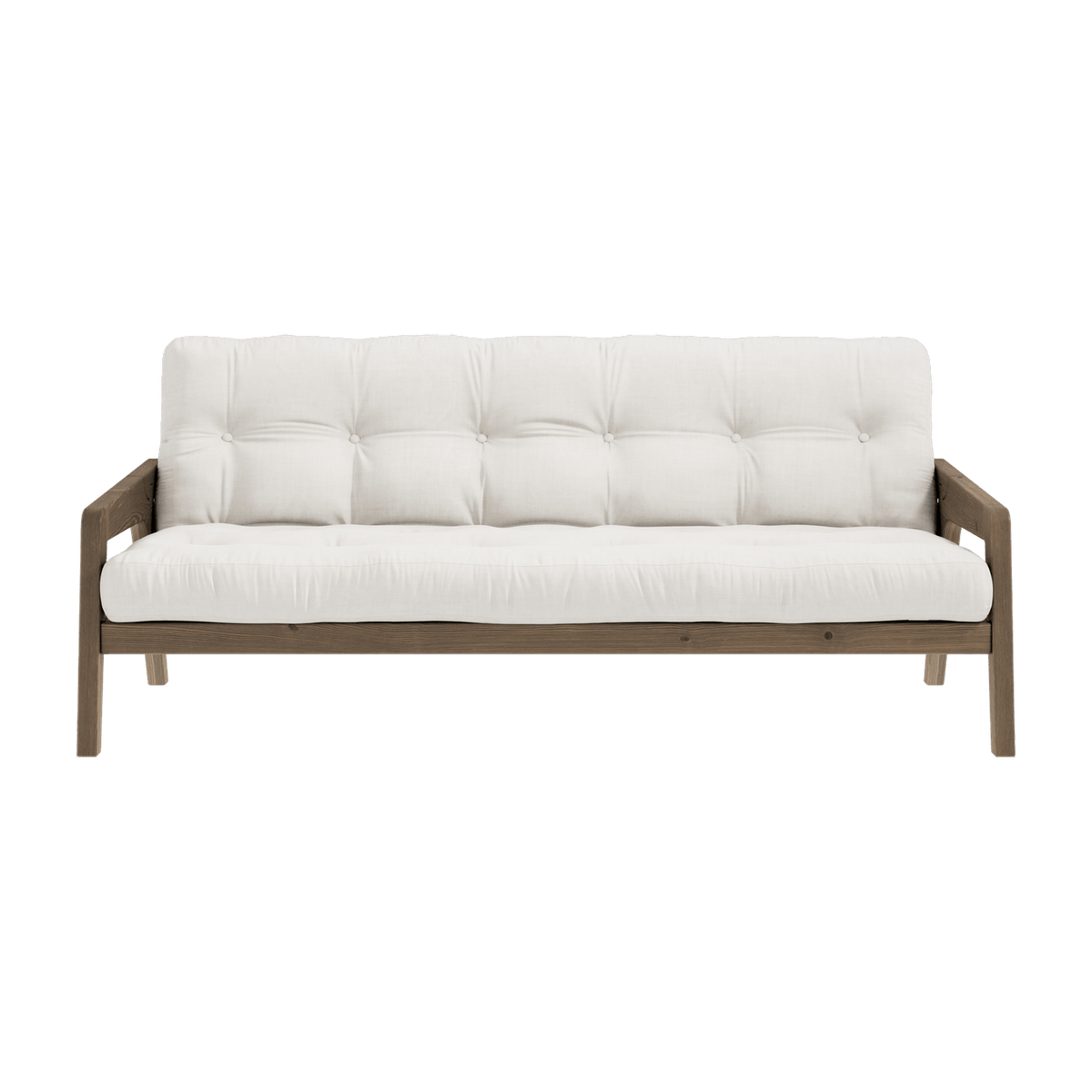 Canapé-lit en bois de pin laqué marron foncé et tissu naturel 204 x 130 cm Grab - Karup Design - The Cool Republic