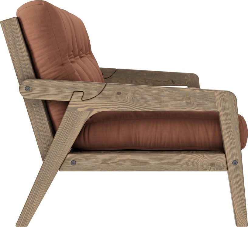 Canapé - lit en bois de pin laqué marron foncé et tissu terracotta 204 x 130 cm Grab - Karup Design - The Cool Republic