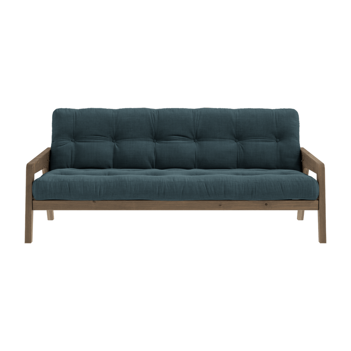 Canapé-lit en bois de pin laqué marron foncé et velours bleu pale 204 x 130 cm Grab - Karup Design - The Cool Republic