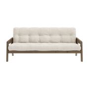 Canapé-lit en bois de pin laqué marron foncé et velours ivoire 204 x 130 cm Grab - Karup Design - The Cool Republic