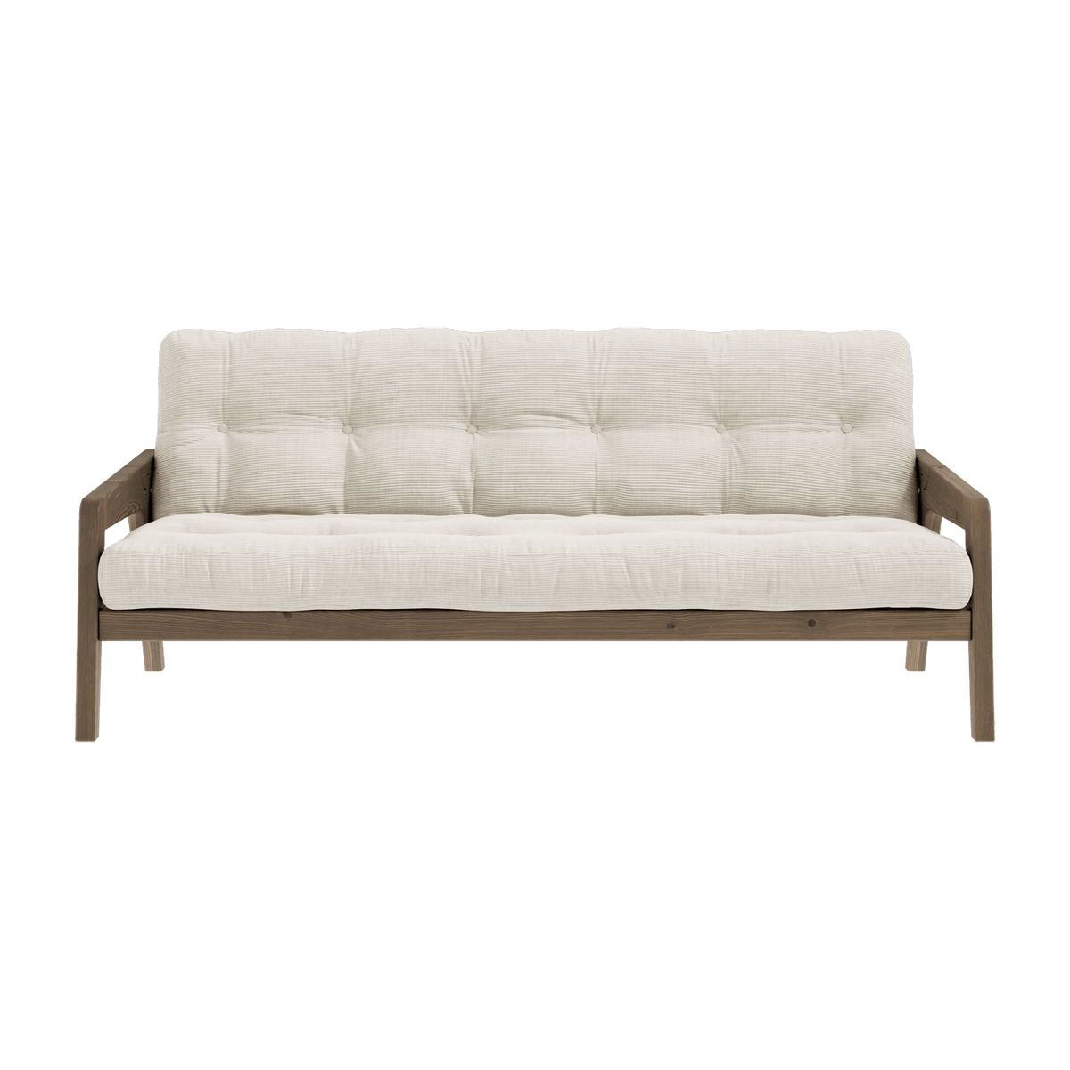Canapé-lit en bois de pin laqué marron foncé et velours ivoire 204 x 130 cm Grab - Karup Design - The Cool Republic