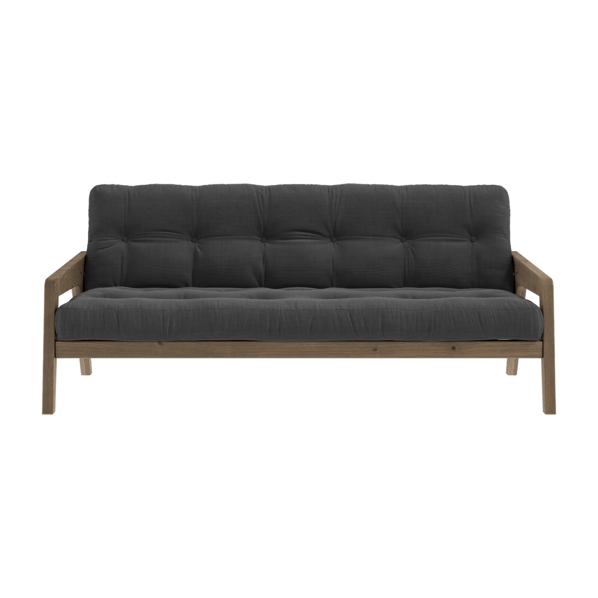 Canapé-lit en bois de pin laqué marron foncé et velours noir charbon 204 x 130 cm Grab - Karup Design - The Cool Republic