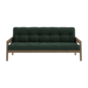 Canapé-lit en bois de pin laqué marron foncé et velours vert algue 204 x 130 cm Grab - Karup Design - The Cool Republic