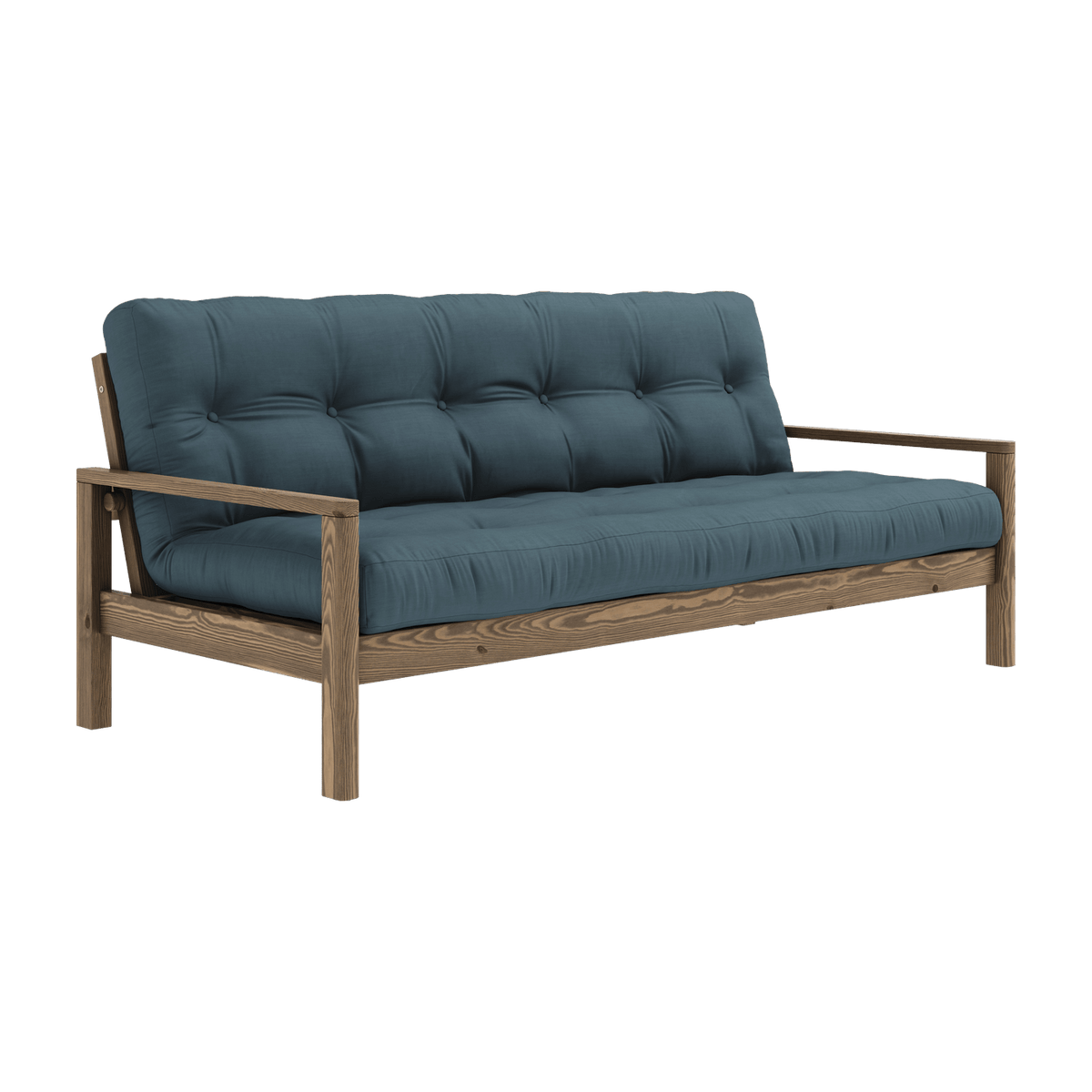 Canapé-lit en bois foncé et tissu bleu pétrol Knob - Karup Design - The Cool Republic