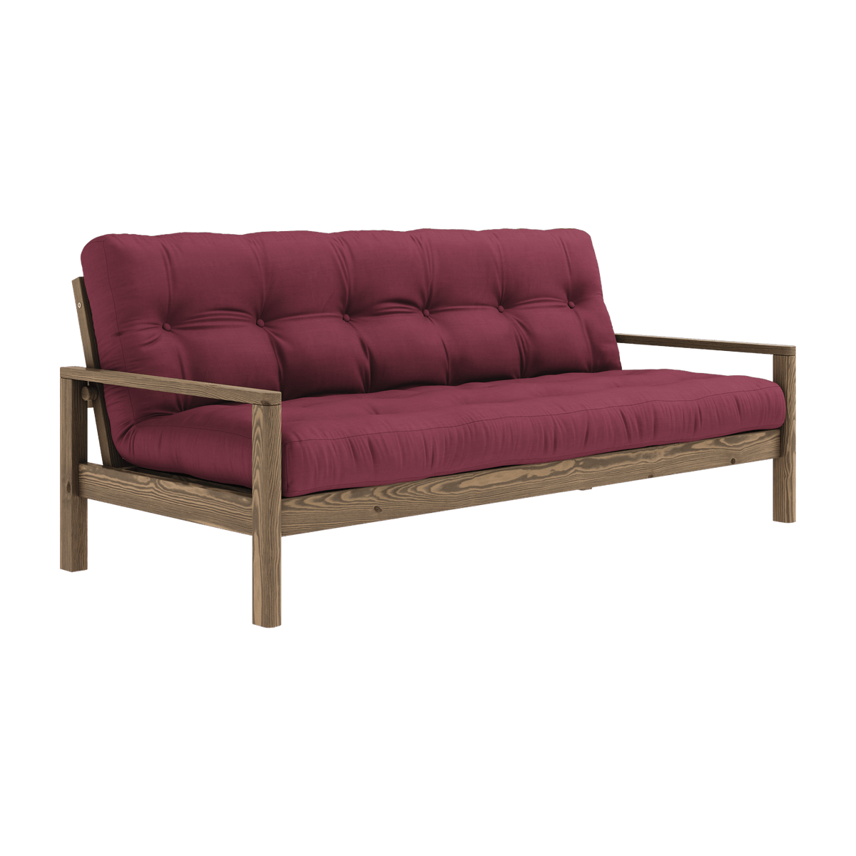 Canapé-lit en bois foncé et tissu bordeaux Knob - Karup Design - The Cool Republic