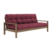 Canapé-lit en bois foncé et tissu bordeaux Knob - Karup Design - The Cool Republic