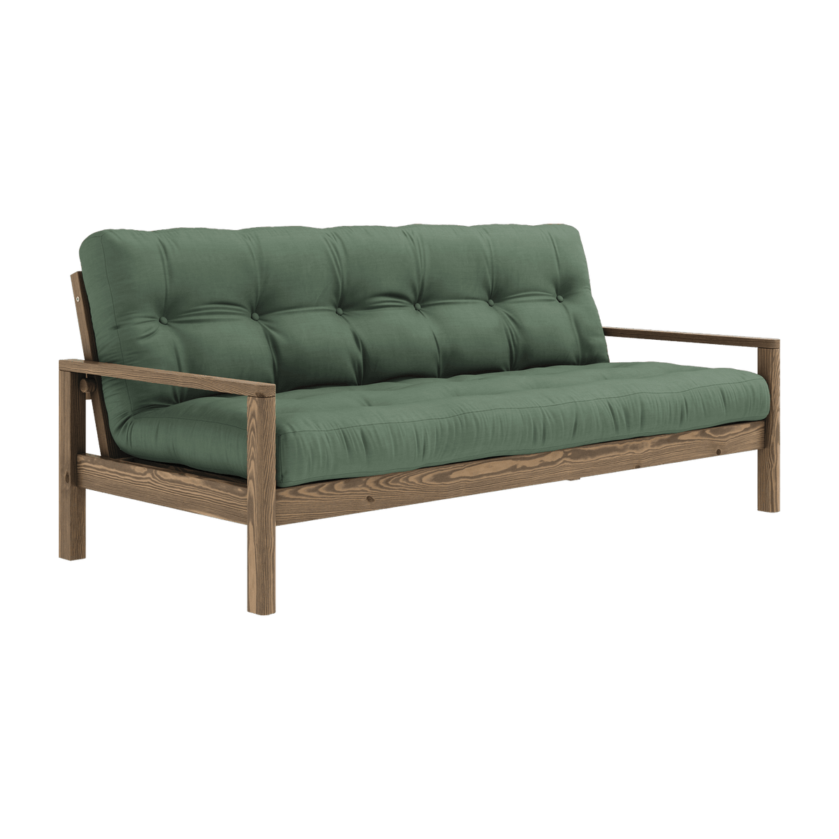 Canapé-lit en bois foncé et tissu olive verte Knob - Karup Design - The Cool Republic