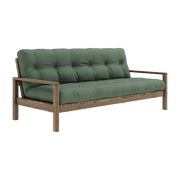 Canapé-lit en bois foncé et tissu olive verte Knob - Karup Design - The Cool Republic