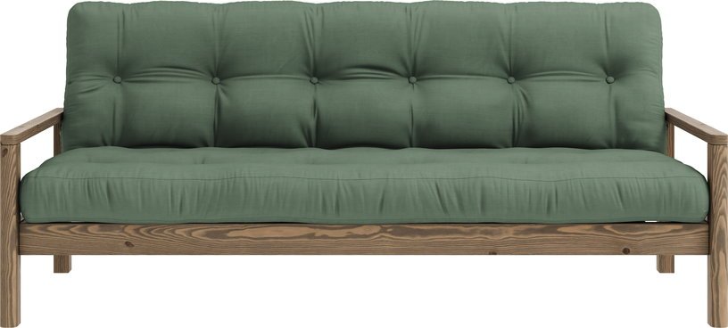 Canapé-lit en bois foncé et tissu olive verte Knob - Karup Design - The Cool Republic