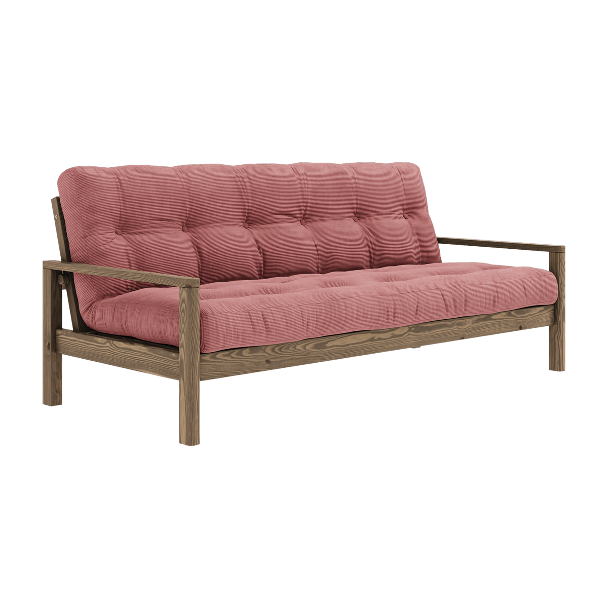 Canapé-lit en bois foncé et tissu rose sorbet Knob - Karup Design - The Cool Republic