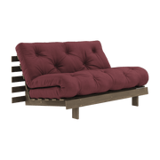 Canapé-lit en pin carob brown et tissu bordeaux 140 x 200 cm Roots - Karup Design - The Cool Republic