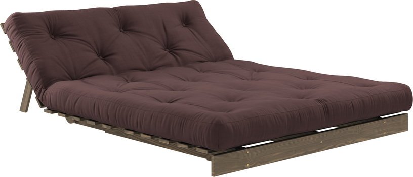Canapé-lit en pin carob brown et tissu marron 140 x 200 cm Roots - Karup Design - The Cool Republic