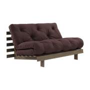 Canapé-lit en pin carob brown et tissu marron 140 x 200 cm Roots - Karup Design - The Cool Republic