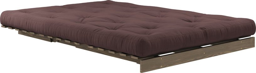Canapé-lit en pin carob brown et tissu marron 140 x 200 cm Roots - Karup Design - The Cool Republic
