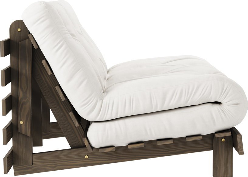 Canapé-lit en pin carob brown et tissu naturel 140 x 200 cm Roots - Karup Design - The Cool Republic