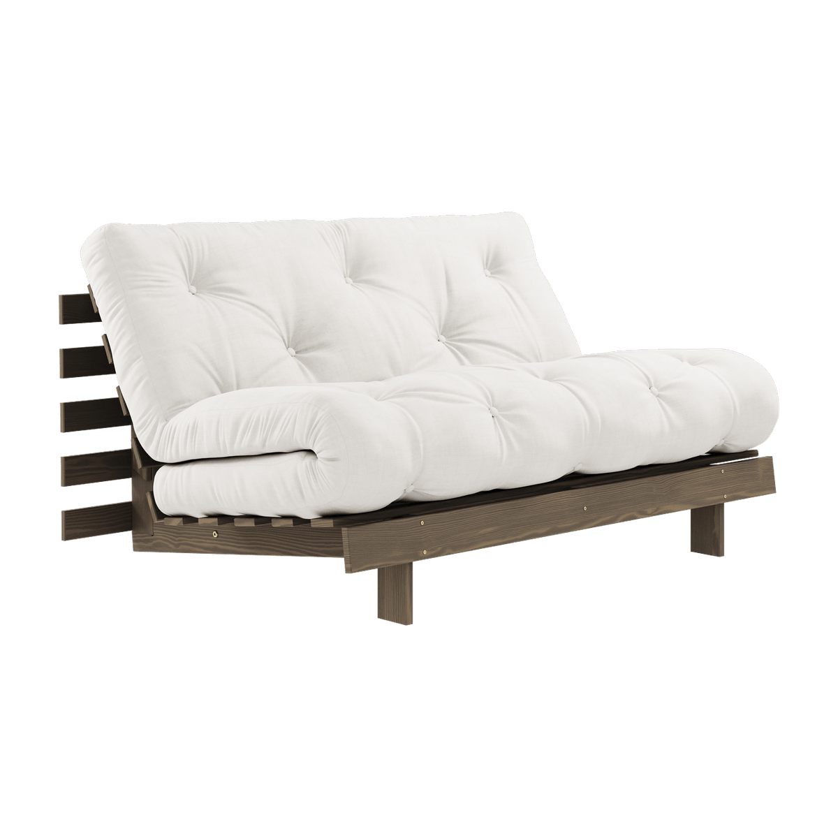 Canapé-lit en pin carob brown et tissu naturel 140 x 200 cm Roots - Karup Design - The Cool Republic