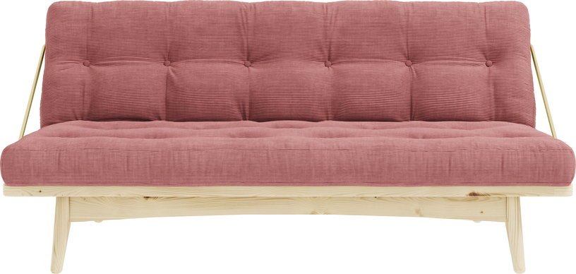 Canapé-lit en pin clair et velours côtelé rose sorbet Folk - Karup Design - The Cool Republic