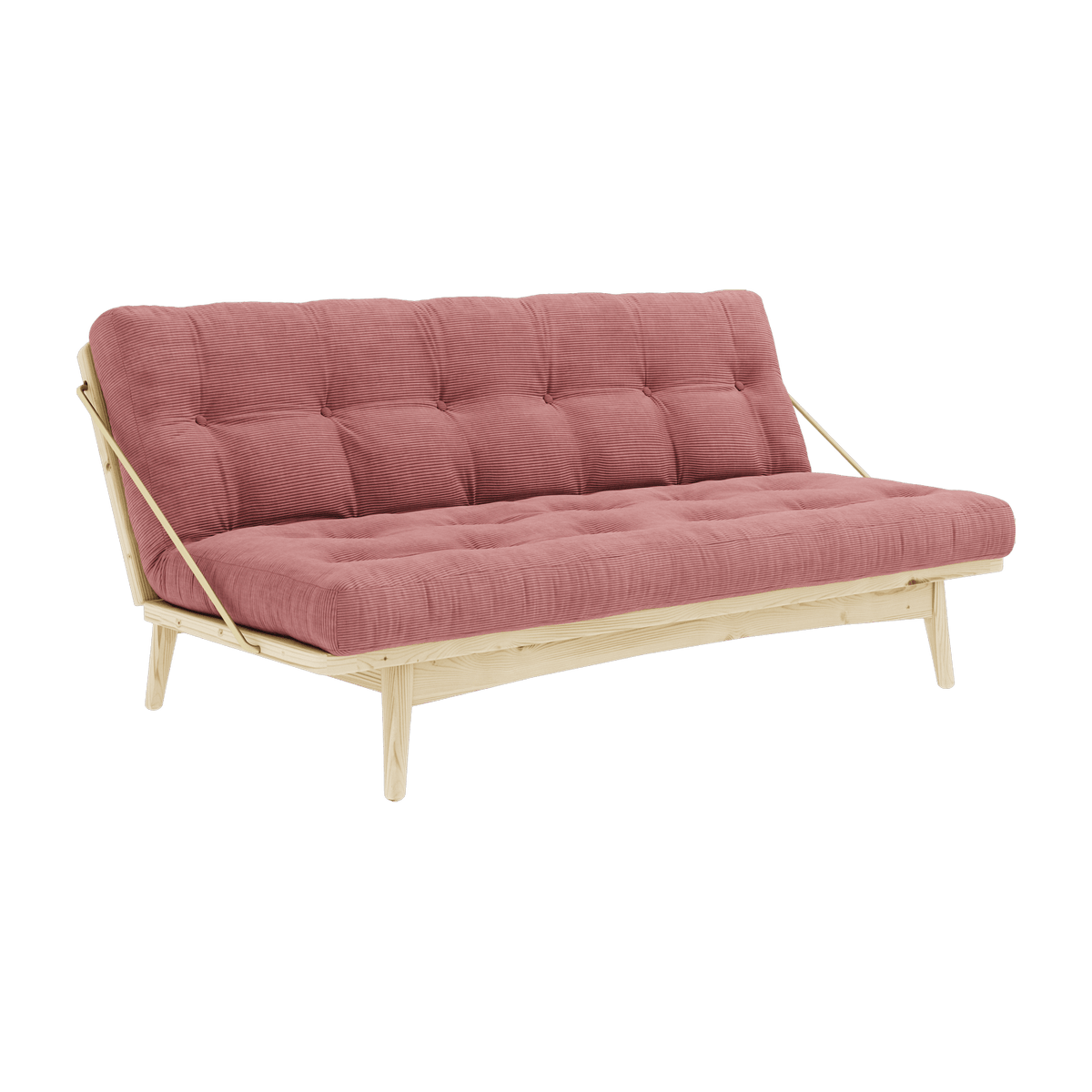 Canapé-lit en pin clair et velours côtelé rose sorbet Folk - Karup Design - The Cool Republic