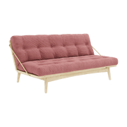Canapé-lit en pin clair et velours côtelé rose sorbet Folk - Karup Design - The Cool Republic