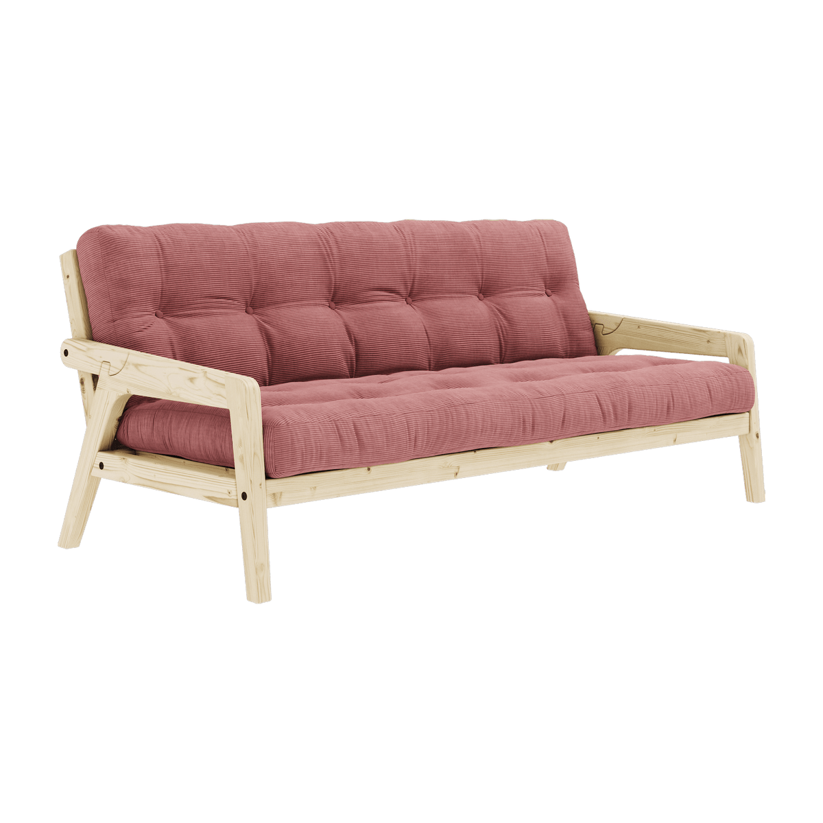 Canapé-lit en pin clair et velours côtelé rose sorbet Grab - Karup Design - The Cool Republic
