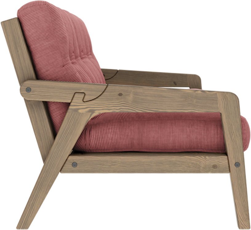 Canapé-lit en pin foncé et velours côtelé rose sorbet Grab - Karup Design - The Cool Republic