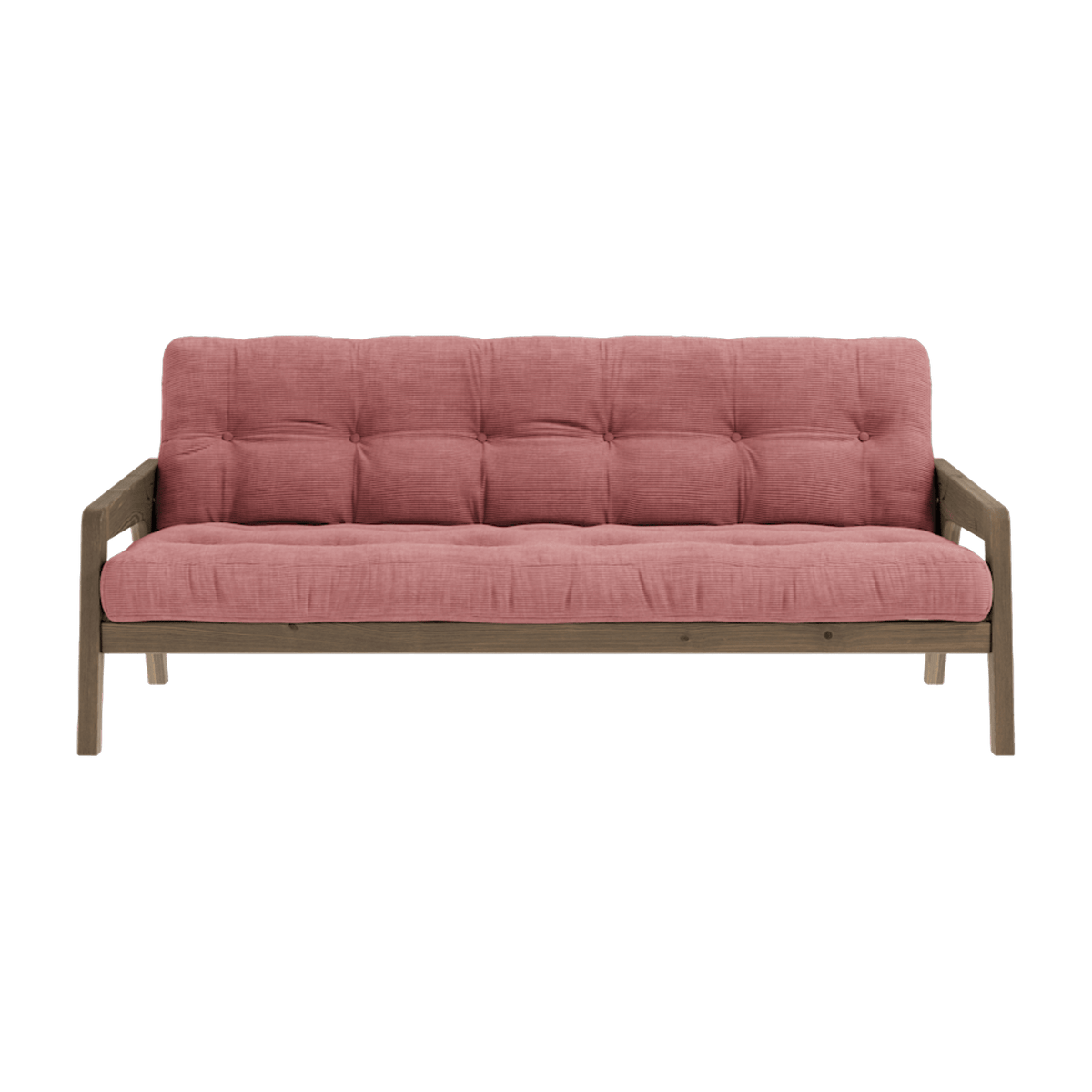 Canapé-lit en pin foncé et velours côtelé rose sorbet Grab - Karup Design - The Cool Republic