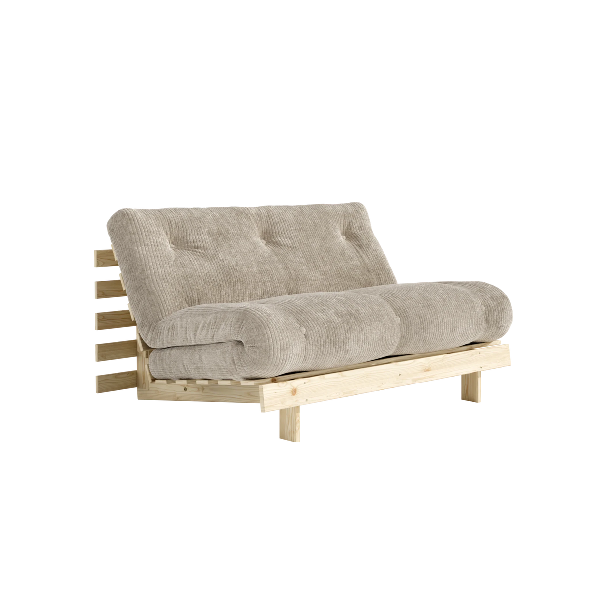 Canapé-lit en pin massif avec matelas beige 140x200cm Roots - Karup - The Cool Republic