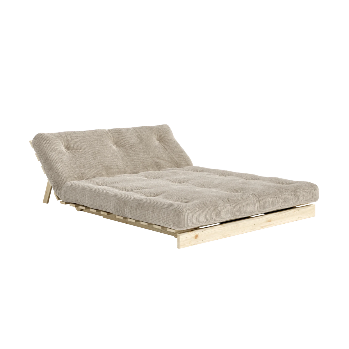 Canapé-lit en pin massif avec matelas beige 140x200cm Roots - Karup - The Cool Republic