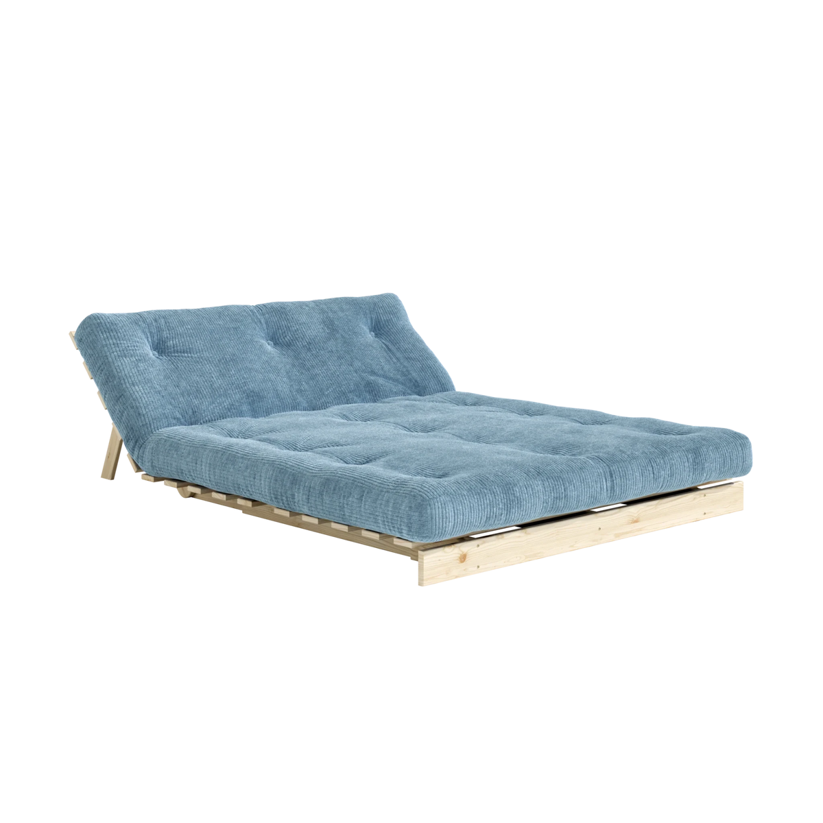 Canapé-lit en pin massif avec matelas bleu 140x200cm Roots - Karup - The Cool Republic