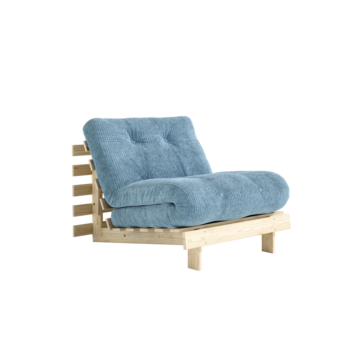 Canapé-lit en pin massif avec matelas bleu 90x200cm Roots - Karup - The Cool Republic