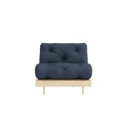 Canapé-lit en pin massif avec matelas bleu marine 90x200cm Raw roots - Karup Design - The Cool Republic