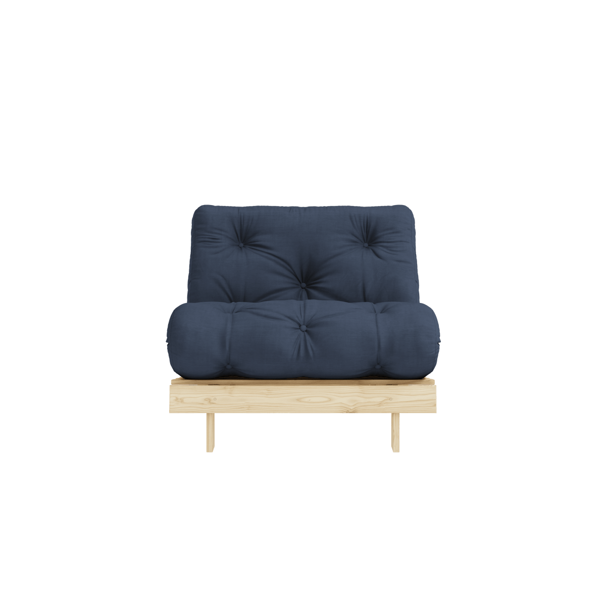Canapé-lit en pin massif avec matelas bleu marine 90x200cm Raw roots - Karup Design - The Cool Republic