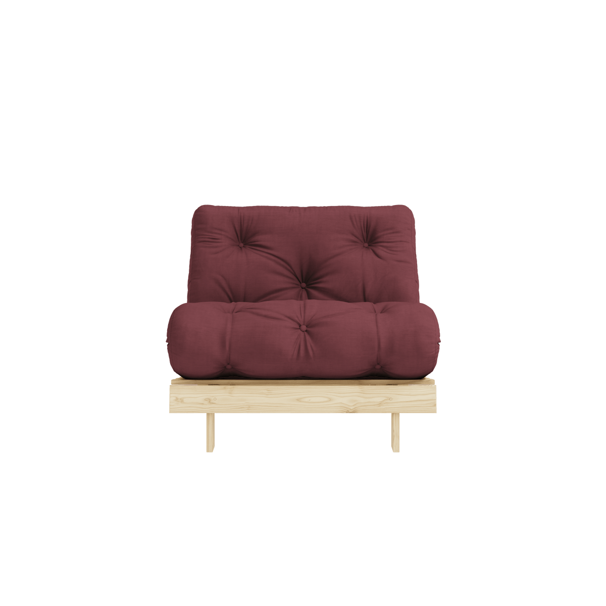 Canapé-lit en pin massif avec matelas bordeaux 90x200cm Raw roots - Karup Design - The Cool Republic