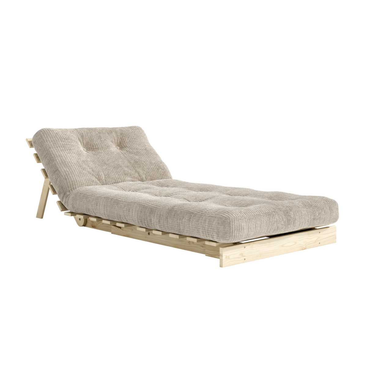 Canapé-lit en pin massif avec matelas crème 90x200cm Roots - Karup - The Cool Republic